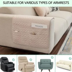 (Beige) Sofa Armlænsbetræk til Arme, Lænestols Armbeskytter Cove