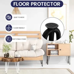 3-benet bordben, velegnet til sofabord, spisebord, natbord, højde 15 cm (sort, 4 stk.)