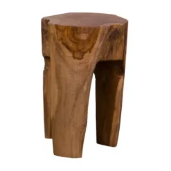 3-benet skammel 26x26x40 cm i brun teak kastanj