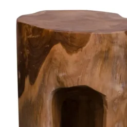 3-benet skammel 26x26x40 cm i brun teak kastanj