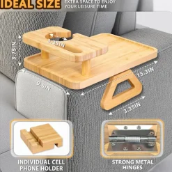 Beskyt borde med bambus coasters, fløjlsbagside til sofa kopholder, naturlig bambuskonstruktion, elegant gaveidé, træ, sæt med firkantede