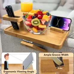 Beskyt borde med bambus coasters, fløjlsbagside til sofa kopholder, naturlig bambuskonstruktion, elegant gaveidé, træ, sæt med firkantede