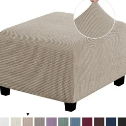 Beskyttelsesbetræk, Elastisk Fodskammelbetræk Vaskbart Firkantet Sofa Fodskammel