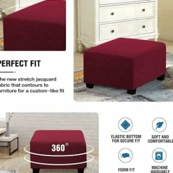 Beskyttelsesbetræk, Elastisk Fodskammelbetræk Vaskbart Firkantet Sofa Fodskammel