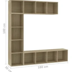 Bibliotek / TV-møbel - Eksklusivt hjem - 3 dele - 12 rum - Sonoma eg 180x30x180 cm Sonoma ek
