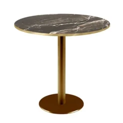 Bistro bord - Rom Ø70 cm - Marmorplade med årer - Fod i termolakeret guld støbejern - 2 pladser Svart