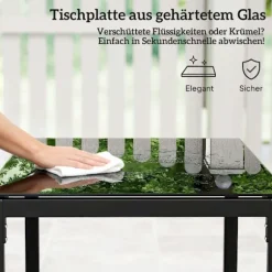 Bistrosæt med hynder, PE-rattan, glasbordplade