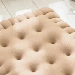 Blød plysstolpude - Tyk og komfortabel kiksformet sædepude til kontor, spisestue, sofa (Beige, 40x45cm)
