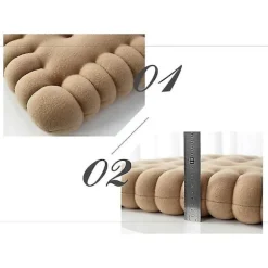 Blød plysstolpude - Tyk og komfortabel kiksformet sædepude til kontor, spisestue, sofa (Beige, 40x45cm)