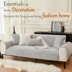Blødt fløjlssofabetræk skridsikkert Kompatibelt med 1/2/3/4 personers L-form hjørnesofa Universal pasform Lysegrå 90x180cm 1 stk