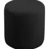 Blødt jacquard ottoman pufbetræk med elastisk bund i sort, 30x30cm