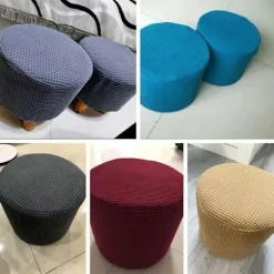 Blødt jacquard ottoman pufbetræk med elastisk bund i sort, 30x30cm