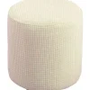 Blødt Jacquard Skammelbetræk med Strækbar Bund til Ottoman Puffs - Beskytter Fodskammel, Beige[HK]