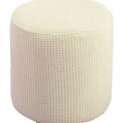 Blødt Jacquard Skammelbetræk med Strækbar Bund til Ottoman Puffs - Beskytter Fodskammel, Beige[HK]