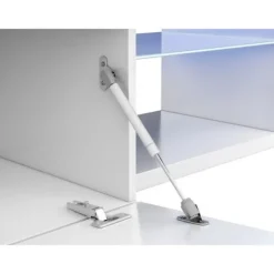 BLUE-TECH vendbar tv-enhed - Hvidlakeret melamin - 1 drop-down låge - LED - Blank hvid - L150 x D41 x H43 cm lysande vit