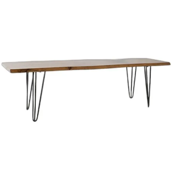Bænk - DKD Home Decor - Alpino - Metal - Aluminium - Acacia - Indendørs svart/ljusbrun