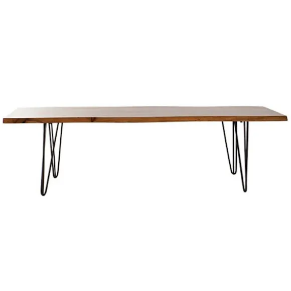 Bænk - DKD Home Decor - Alpino - Metal - Aluminium - Acacia - Indendørs svart/ljusbrun