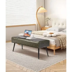 Bænk - DUOKU - CWD0016CA-KD-GRØN - PU læder - 110 x 40 x 43 cm - 300 kg grön