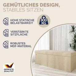 Bænk Beige Snor 114x38x38cm MDF foldbar