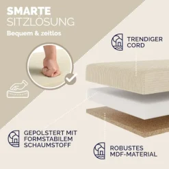 Bænk Beige Snor 114x38x38cm MDF foldbar