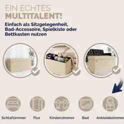 Bænk Beige snor 76x38x38cm MDF foldbar