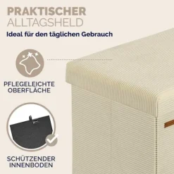 Bænk Beige snor 76x38x38cm MDF foldbar