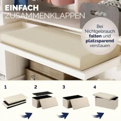 Bænk Beige snor 76x38x38cm MDF foldbar