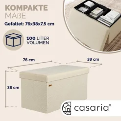 Bænk Beige snor 76x38x38cm MDF foldbar