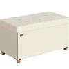 Bænk beige velour 76x38x42cm foldbar med opbevaringsplads