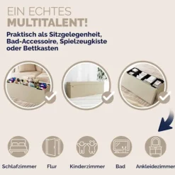 Bænk Beige 115x38x38cm MDF foldbar