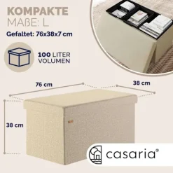 Bænk Beige 76x38x38cm MDF foldbar