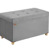 Bænk grå fløjl 76x38x42cm foldbar med opbevaringsplads