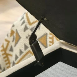 Bænk Med Opbevaringsplads, Polstret Bænk Med Foldelåg I Fløjlslook, Sengebænk Med Stålben, Beige, 110X44X49Cm