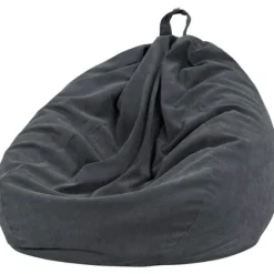Bønnepose-stolbetræk (uden fyld) til børn og voksne, Bønneposeopbevaring Vaskbar Blød Premium Corduroy Legetøjs Bønneposebetræk Dark gray 80*90CM