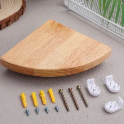 Bogreoler Hjørnehylde Egetræ Hjørnehylde 1 Stykke 18cm Flydende Naturtræ Plantestativ til Badeværelse Køkken Soveværelse