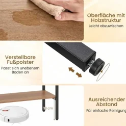 Boho konsolbord med 2 hylder og åben opbevaring, naturlig