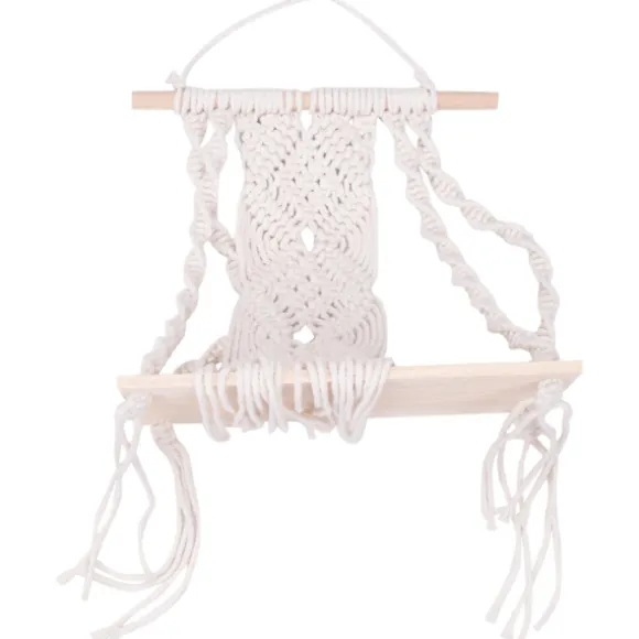 Boho Macrame Væghængt Hylde Håndlavet Vævet Kvaster Gobelin Rack Træ Flydende Opbevarings Hænger Fo