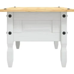 Bord - Corona-serie - Helt træ med olie - Hvid krop / brun top - Med skuffe 100x55x44 cm Vitt vit och brun översida