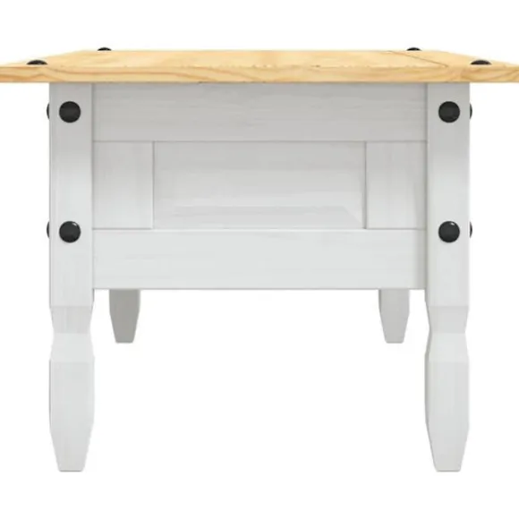 Bord - Corona-serie - Helt træ med olie - Hvid krop / brun top - Med skuffe 100x55x44 cm Vitt vit och brun översida