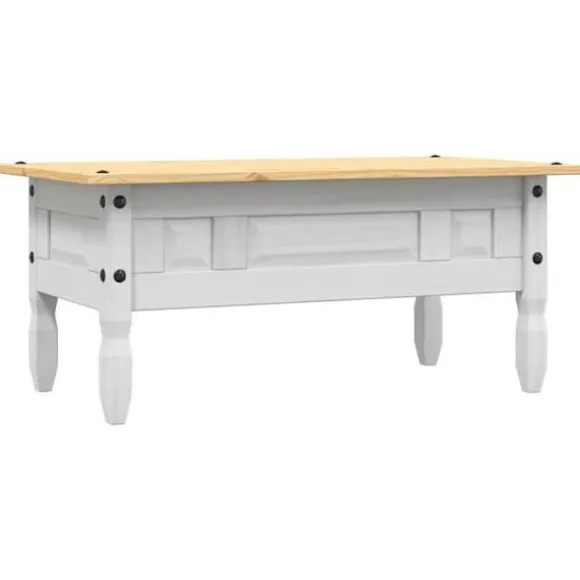 Bord - Corona-serie - Helt træ med olie - Hvid krop / brun top - Med skuffe 100x55x44 cm Vitt vit och brun översida