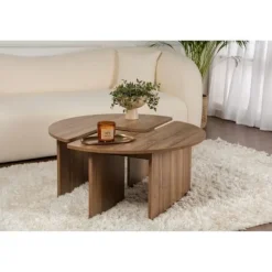 Bord - MOIRA - Rund - Valnød - 90 x 90 x 41 cm Valnöt