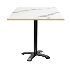 Bord 70 x 70 cm - Bazila model hvid marmor med messingkanter Vit