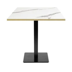 Bord 70 x 70 cm - Milan model hvid marmor med messingkanter Vit