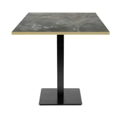 Bord 70 x 70 cm - Milan model metallisk sten med messingkanter Grå