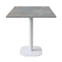 Bord 70 x 70 cm - model Rund hvid grå rust brun