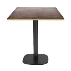 Bord 70 x 70 cm - Rund rust rock model med messing kanter brun