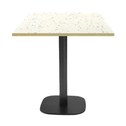 Bord 70 x 70 cm - Rund terrazzo cassata model med messingkanter Vit