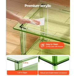 Bord Basse - DUOKU - 50 x 80 x 40 cm - Gennemsigtigt Akryl - Opbevaringsplads - Moderne Design transparent grön