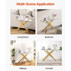 Bord Basse - DUOKU - Moderne - Tempereret Glas - Justerbare Ben - 1 Lags Opbevaring