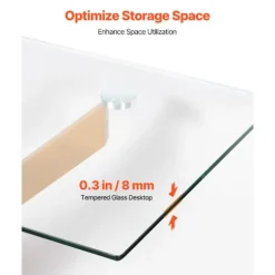 Bord Basse - DUOKU - Moderne - Tempereret Glas - Justerbare Ben - 1 Lags Opbevaring